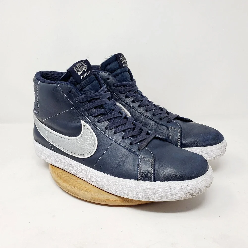Nike‎ Blazer Mid Shoes Mens 11 Mason Silva Dark Blue Lace Up Sneakers